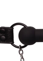 Shots Silikon-Beißknebel mit Nippelklammern schwarz