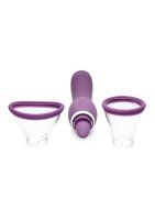 XR Brands Lickgasm vibrator with leak + suction function purple