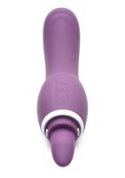 XR Brands Lickgasm vibrator with leak + suction function purple