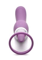 XR Brands Lickgasm vibrator with leak + suction function purple