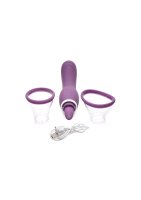XR Brands Lickgasm vibrator with leak + suction function purple