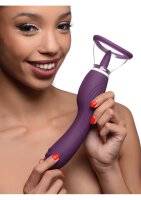 XR Brands Lickgasm vibrator with leak + suction function purple