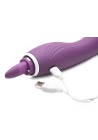 XR Brands Lickgasm vibrator with leak + suction function purple