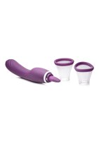 XR Brands Lickgasm vibrator with leak + suction function purple