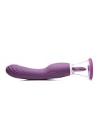 XR Brands Lickgasm vibrator with leak + suction function purple