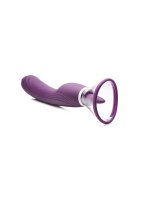 XR Brands Lickgasm vibrator with leak + suction function purple