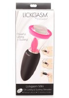 XR Brands Lickgasm mini vibrator with leak + suction function pink
