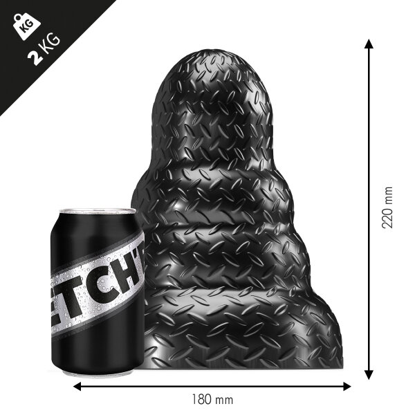STRETCHR Tripole Butt Plug L Black Metallic - 18 cm