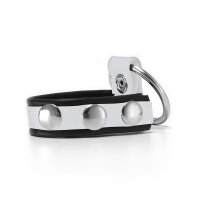 Leather Cockstrap with Penisring Black/White