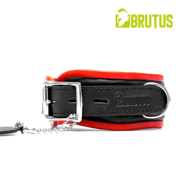 BRUTUS Leather Collar Black/Red