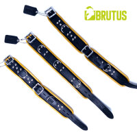 BRUTUS Leather Ankle Restraints Black/Yellow