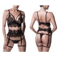 GREY VELVET 3-pcs set (Top, thong, suspender belt) 3XL