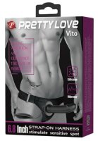 Pretty Love Strap On Vito vibrierend Schwarz 17 cm
