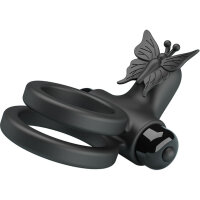 Pretty Love Double ring penis vibrator butterfly black