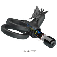 Pretty Love Double ring penis vibrator butterfly black