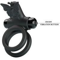 Pretty Love Double ring penis vibrator butterfly black
