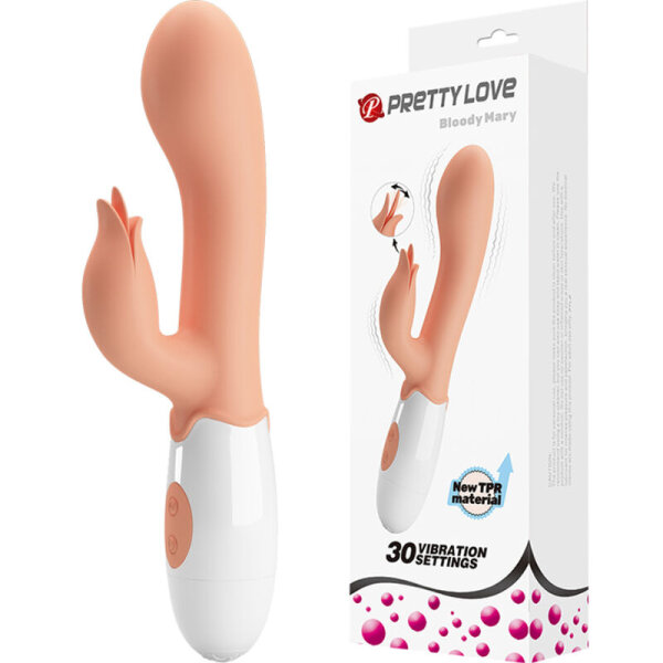 Pretty Love Bloody Mary vibrator with clitoris stimulator skin-colored