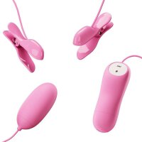 Pretty Love electric shock nipple clamps and vibrating egg pink