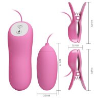 Pretty Love electric shock nipple clamps and vibrating egg pink