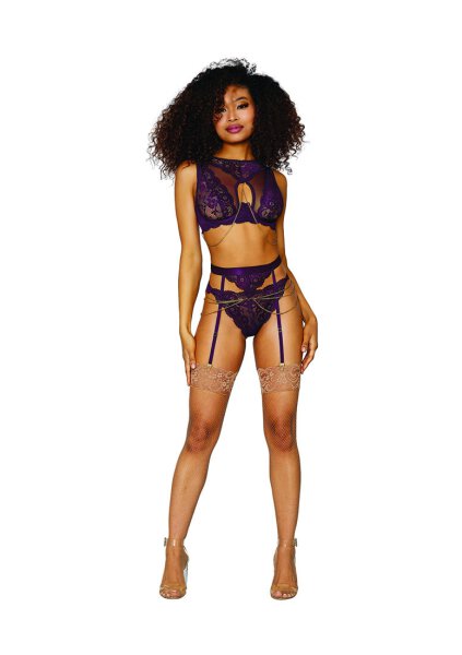 Womens Lace and Mesh 3 Piece Set S - XL