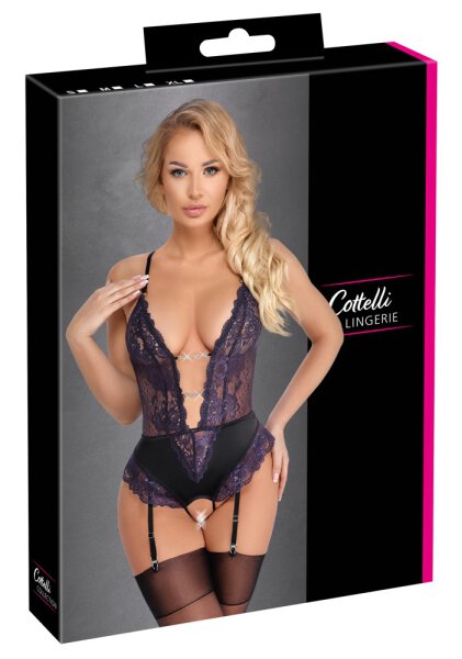 Cottelli LINGERIE - Body black/purple S