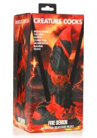 XR Brands Fire Demon Monster Dildo red black