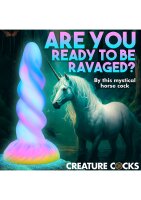 XR Brands Moon Rider unicorn dildo glows in the dark colorful