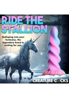 XR Brands Moon Rider unicorn dildo glows in the dark colorful