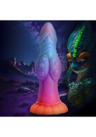 XR Brands Galactic Alien Creature Dildo glows in the dark colorful