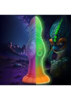 XR Brands Galactic Alien Creature Dildo glows in the dark colorful