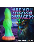 XR Brands Galactic Alien Creature Dildo glows in the dark colorful