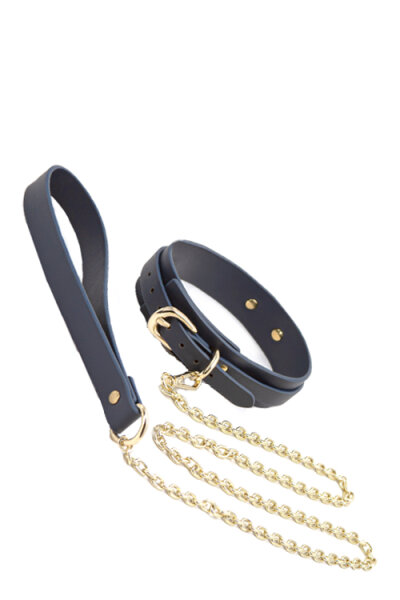 NS Novelties Bondage Couture Collar And Leash Blue