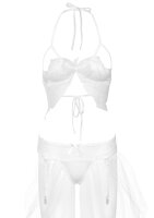 Bra & Garter Panty Set White S/M - L/XL