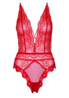 Deep-V Lace Teddy  Red S/M - L/XL