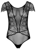 Floral Lace and Mesh Teddy  Black S/M