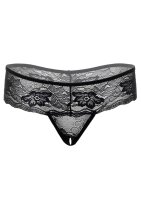 Jane crotchless thong panty Black S/M - L/XL