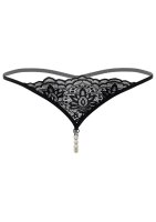 Pearl beaded g-string  Black S/M - L/XL