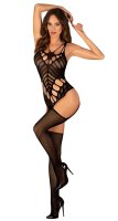 Obessive Ouvert mesh catsuit with cut-outs black S-L