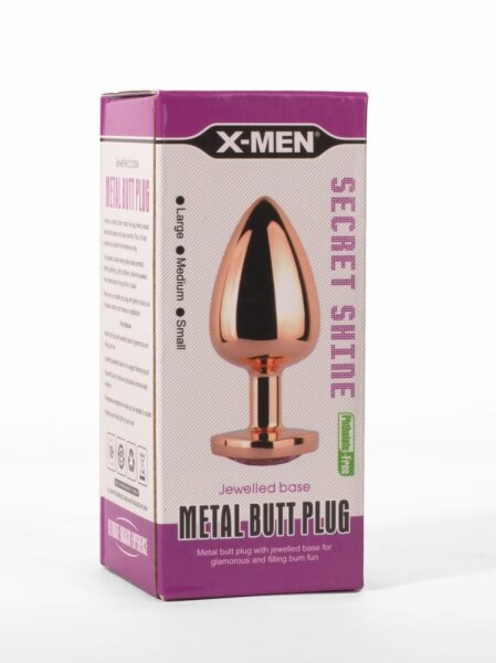 X-MEN Secret Shine Metall Anal Plug Rosé Gold Herz L