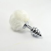 Lovetoy Spiral Pompon Metall Plug Weiß