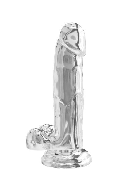 Clear Dildo w. Balls 7 inch - 18 cm
