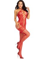 Leg Avenue mesh bodystocking with hearts one size red