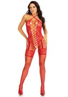 Leg Avenue mesh bodystocking with hearts one size red