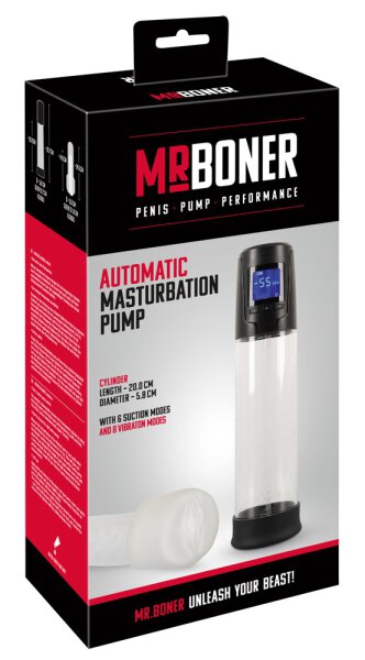 Mister Boner Automatische 2 in 1 Penispumpe & Masturbator transparent