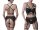 GREY VELVET 3-pc erotic suspender set S - XL