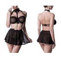 GREY VELVET 3-pcs. set (Bralette, String, Skirt) S/M -...