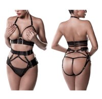 GREY VELVET 3-piece set (top, harness, thong) S - XXL