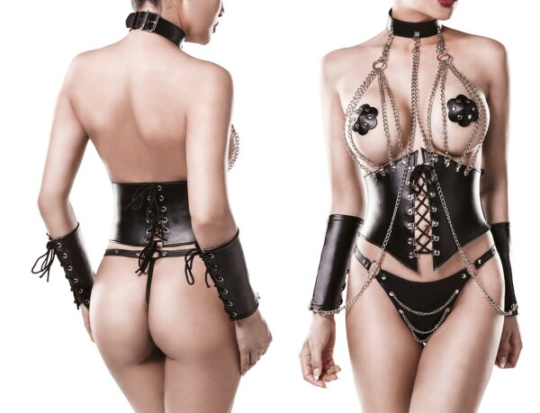 GREY VELVET 4-piece corset set S-M