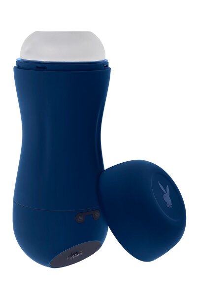 Playboy Gusto sucking, vibrating stroker blue