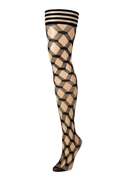 Kixies Cassandra hold-up fishnet stockings with diamond pattern black S